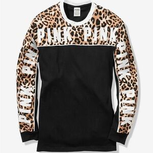 Pink Victoria Secret Leopard Print Black Top